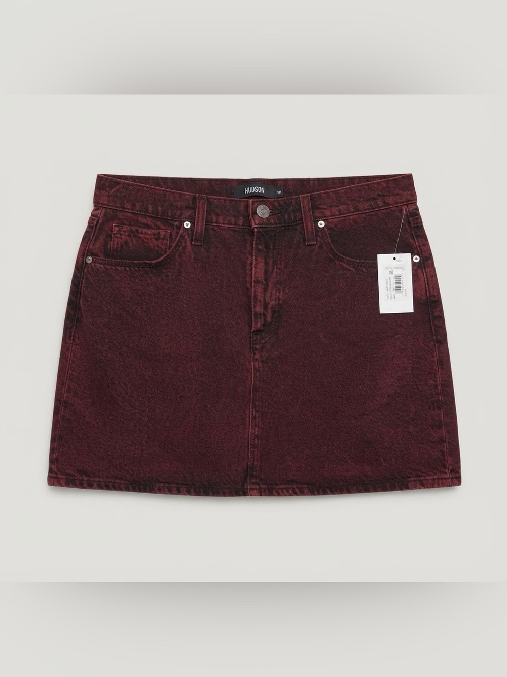 NWT Hudson Jeans Dark Red Viper Mini Denim Skirt Women’s Size 29 Classic Casual